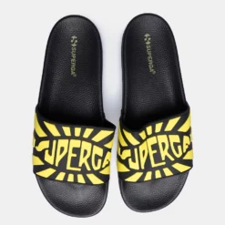 Γυναικεία Superga Logo Unisex Slides Black-Yellow