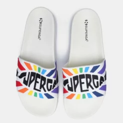 Γυναικεία Superga Logo Unisex Slides White Multicolor
